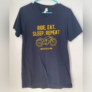 Black Tee with Yellow Motorcycle Graphic